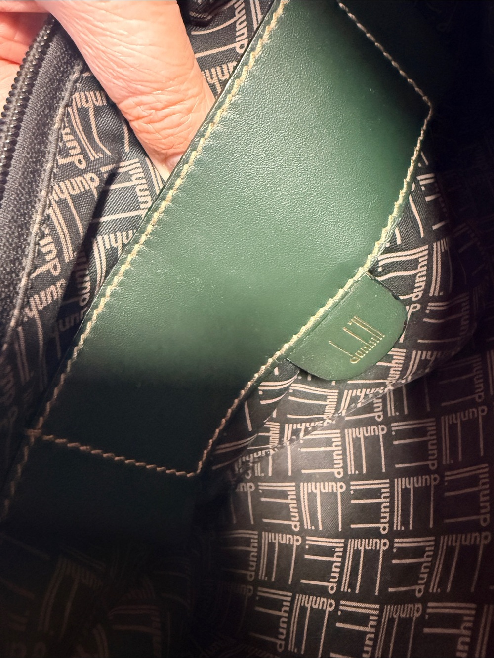 Dunhill Dark Green Leather Clutch Vanity Bag with Matching Wallet - Picture 13 of 15